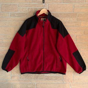 G. H. Bass Color Block Red Zip Up Fleece Jacket